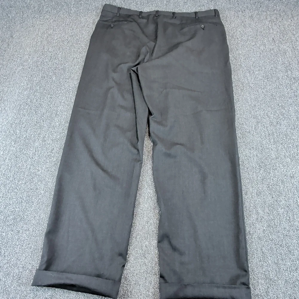 Unbranded Men Pleated Dress Pants 42x31 Wool Blend Charcoal Grey Straight Cuffed